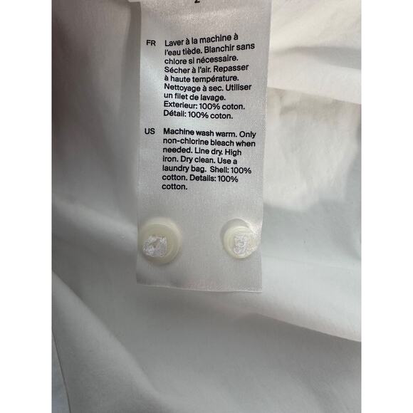 COS Women Button Up Shirt Size 10 Classic Minimalist White Timeless Macrame Work - Picture 11 of 16